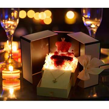 digi marker Preserved Rose Moss Bear with I Love You Necklace Rose Gifts for Women Girlfriend Wife Mom Grandma Birthday Christmas Valentines Mothers Day Anniversary Wedding Thanksgiving