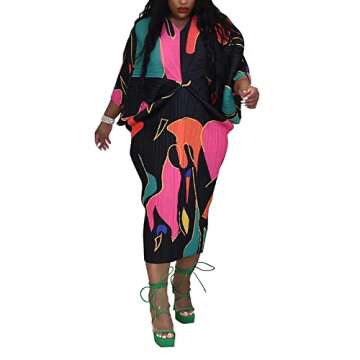 Women's Long Sleeve Midi Dress African Plus Size Casual Pencil Dresses Date Night Black