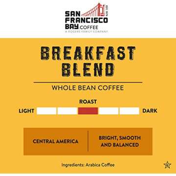 San Francisco Bay Whole Bean Coffee - Breakfast Blend (2lb Bag), Medium Roast