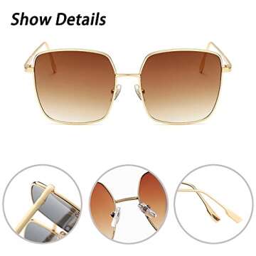QECEPEI Retro Oversized Sunglasses for Women