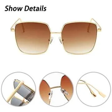 QECEPEI Retro Oversized Sunglasses for Women