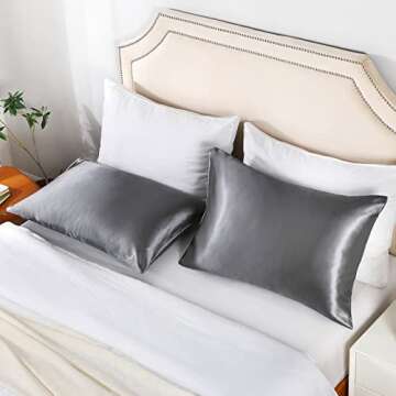 Silk Satin Pillowcases for Hair - BPC Bed Pillow Cases Queen Size Set of 2 for Hair and Skin, Satin ...