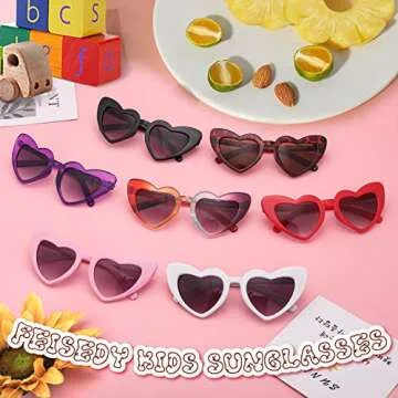 FEISEDY 2 Pack Vintage Kids Heart Sunglasses Girls Toddler De Sol Gafas Beach Party Holiday Sun Glasses Age 3-10 B2903