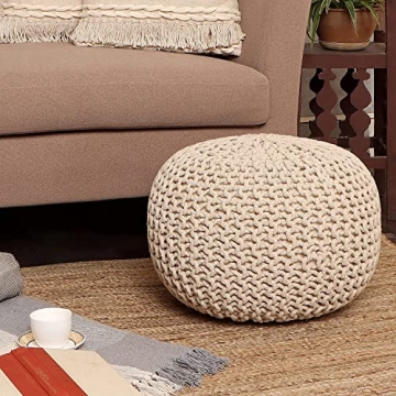 Handmade Round Pouf Ottoman - Stylish Footrest for Home