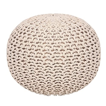 Handmade Round Pouf Ottoman - Stylish Footrest for Home