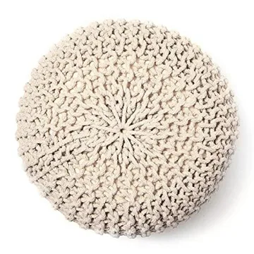 Handmade Round Pouf Ottoman - Stylish Footrest for Home