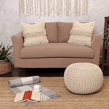 Handmade Round Pouf Ottoman - Stylish Footrest for Home