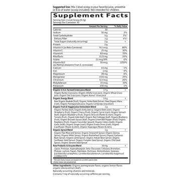 Garden of Life Raw Organic Perfect Food Energizer Juiced Green Superfood Powder - Yerba Mate Pomegranate, & Probiotics, Gluten Free Whole Food Greens Supplements, 30 Servings, 9.73 Oz