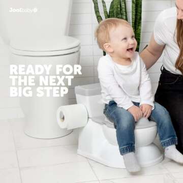 Real Feel 2-in-1 Potty with Wipes Storage, Flushing Sounds & Disposable Liners - Realistic Toilet - Easy to Clean & Assemble - Jool Baby (Gray)