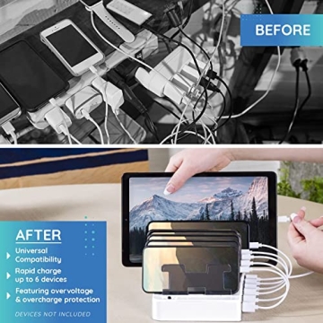 Hercules Tuff 6-Port USB Fast Charging Station Multiple Devices