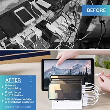 Hercules Tuff 6-Port USB Fast Charging Station Multiple Devices