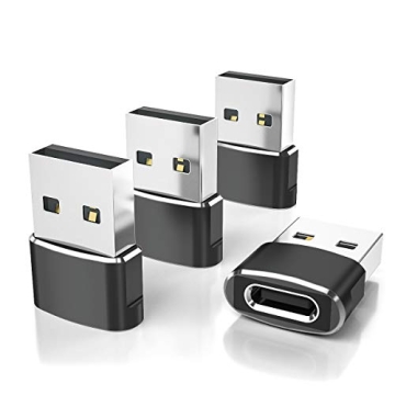 Elebase USB to USB C Adapter 4 Pack,USBC Female to A Male Car Charger,Type C Converter for iPhone 16...