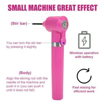 Tattoo Ink Mixer Machine Pigment Makeup Electric Eyebrow Nail Color Supply Tool Agitator Machine 100 Mixing Sticks Set-Rose