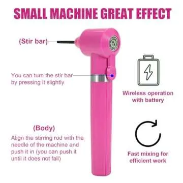 Tattoo Ink Mixer Machine Pigment Makeup Electric Eyebrow Nail Color Supply Tool Agitator Machine 100 Mixing Sticks Set-Rose