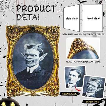 ECGER Halloween Decorations Indoor Scary 3D Changing Face Pictures, Moving Portrait Frame Decor, for...