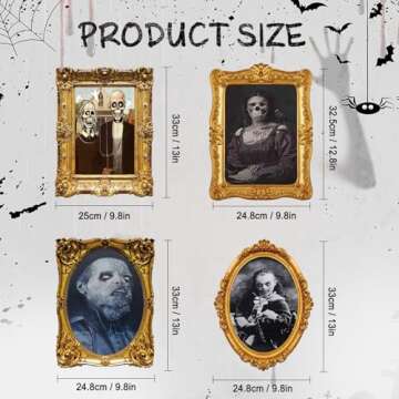 ECGER Halloween Decorations Indoor Scary 3D Changing Face Pictures, Moving Portrait Frame Decor, for Horror Party Ghost Castle Haunted House Home Decoration (8 Pieces)