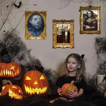 ECGER Halloween Decorations Indoor Scary 3D Changing Face Pictures, Moving Portrait Frame Decor, for Horror Party Ghost Castle Haunted House Home Decoration (8 Pieces)