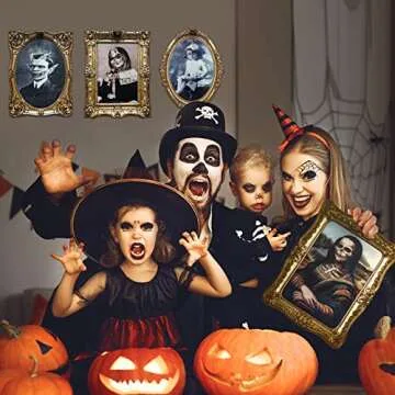 ECGER Halloween Decorations Indoor Scary 3D Changing Face Pictures, Moving Portrait Frame Decor, for Horror Party Ghost Castle Haunted House Home Decoration (8 Pieces)