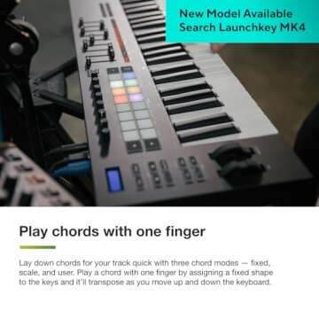 Novation Launchkey 49 [MK3] MIDI Keyboard Controller - Seamless Ableton Live Integration. Chord Mode, Scale Mode, and Arpeggiator — All the software you need for Music Production.