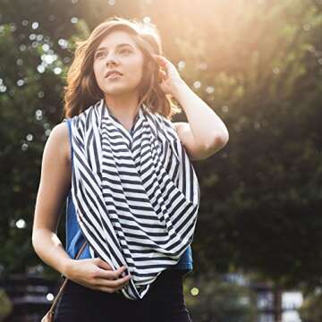 Carseat Cover | Carseat Canopy & Nursing Cover, 5 in 1 Baby Cover, Stretchy & Ultra Soft Nursing and Breastfeeding Cover for Boys & Girls, Stroller Cover for Babies by Matimati Baby (Classic Stripe)