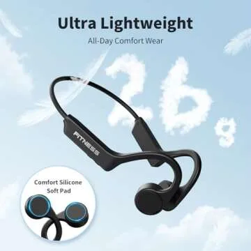 PSIER Bone Conduction Headphones, Open Ear Bluetooth 5.3 Wireless Headphone, Bone Conduction Earbuds 8H Playtimes Sports Earphones with Mic, IPX6 Waterproof Earbuds for Hiking, Cycling, Gym, Black