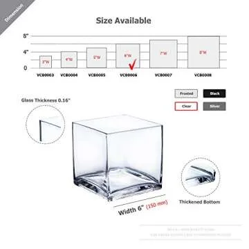 WGV Cube Glass Vase, Candle Holder, 6"x6"x6", [Bulk Qty and Size Options] Clear Elegant Floral Accen...