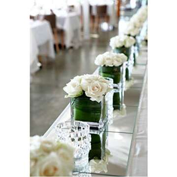 WGV Cube Glass Vase, Candle Holder, 6"x6"x6", [Bulk Qty and Size Options] Clear Elegant Floral Accent Container Planter Terrarium for Wedding Party Event Home Decor, 1 Piece