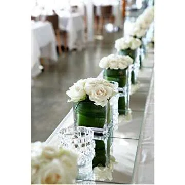 WGV Cube Glass Vase, Candle Holder, 6"x6"x6", [Bulk Qty and Size Options] Clear Elegant Floral Accent Container Planter Terrarium for Wedding Party Event Home Decor, 1 Piece