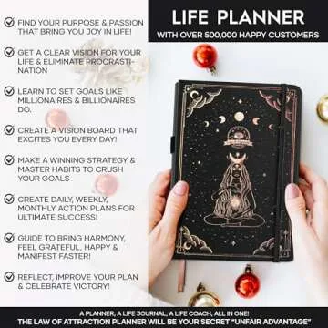 Law of Attraction Planner 2025 - Hourly, Weekly & Monthly Goal Setting Planner, 12 Month Journey to Increase Productivity | Life & Gratitude Journal, Include Foldable Vision Board, Gift Box & Stickers