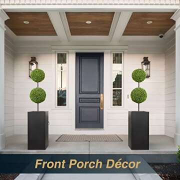 Wallowa Metallic Heavy Planter for Outdoor Plants, 14Lx14Wx30H Inches, Tall Metal Planter Box with H...