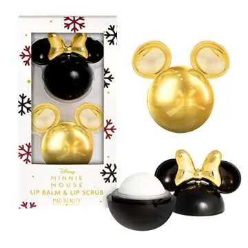 MAD BEAUTY Minnie Mouse Lip Balm & Lip Scrub Duo Set, Vanilla Lip Scrub & Cranberry Lip Balm, Smooth...