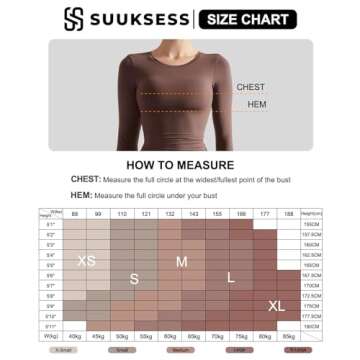 SUUKSESS Women Double Lined Fitted Basic Tee Shirts Crew Neck Long Sleeve Going Out Crop Tops (Sapphire, S)