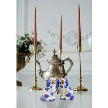 Staffordshire Dogs Chinoiserie Decor Blue Decorative Salt Pepper Shakers Set - Hand-Painted Ceramic