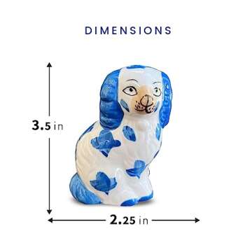 Staffordshire Dogs Chinoiserie Decor Blue Decorative Salt Pepper Shakers Set - Hand-Painted Ceramic