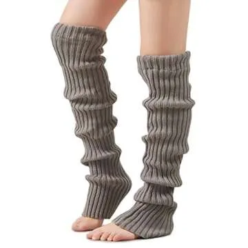 Leotruny Women's Stylish Winter Knee High Footless Leg Warmers - Light Gray