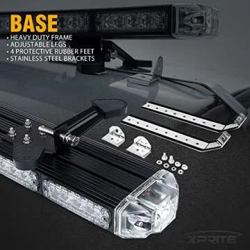 Xprite 48" Traffic Advisor White Amber Emergency Strobe Light Bar High Intensity LED Rooftop Warning Security Caution Lightbar w/Adjustable Brackets for Construction Vehicle Snowplow Tow Trucks Cars