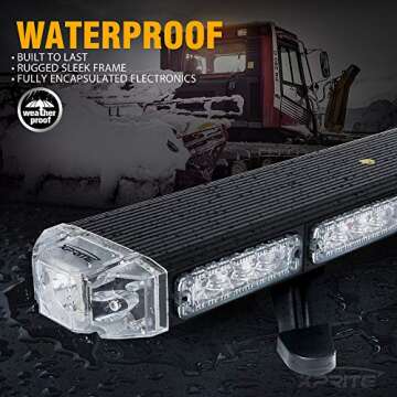 Xprite 48" Traffic Advisor White Amber Emergency Strobe Light Bar High Intensity LED Rooftop Warning Security Caution Lightbar w/Adjustable Brackets for Construction Vehicle Snowplow Tow Trucks Cars