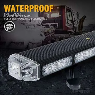 Xprite 48" Traffic Advisor White Amber Emergency Strobe Light Bar High Intensity LED Rooftop Warning Security Caution Lightbar w/Adjustable Brackets for Construction Vehicle Snowplow Tow Trucks Cars