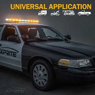 Xprite 48" Traffic Advisor White Amber Emergency Strobe Light Bar High Intensity LED Rooftop Warning Security Caution Lightbar w/Adjustable Brackets for Construction Vehicle Snowplow Tow Trucks Cars