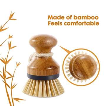 Masthome Bamboo Dish Brush,3-Pack ECO Friendly Dish Brush Set with Bamboo Handle, Kitchen Cleaning B...