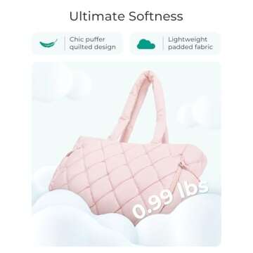 BAGSMART Tote Bag for Women, Quilted Puffer Tote Bag with Compartments, Shoulder Handbag Work Bag with Zipper for Travel
