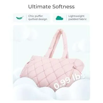 BAGSMART Tote Bag for Women, Quilted Puffer Tote Bag with Compartments, Shoulder Handbag Work Bag with Zipper for Travel