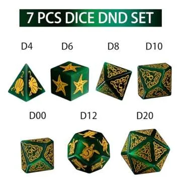 LUCKY-M Green Cat Eye D&D Dice Set for All RPG Players