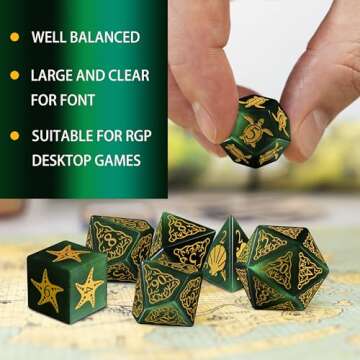 LUCKY-M Green Cat Eye D&D Dice Set for All RPG Players