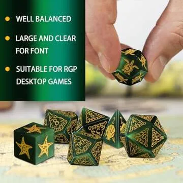 LUCKY-M Green Cat Eye D&D Dice Set for All RPG Players