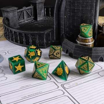 LUCKY-M Green Cat Eye D&D Dice Set for All RPG Players
