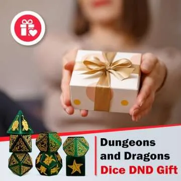 LUCKY-M Green Cat Eye D&D Dice Set for All RPG Players