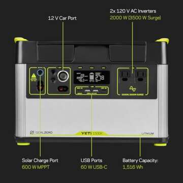Goal Zero Yeti Portable Power Station - Yeti 1500X w/ 1,516 Watt Hours Battery Capacity, USB Ports & AC Inverter - Includes Boulder 100 Briefcase Solar Panel, For Camping, Outdoor, Off-Grid & Home Use