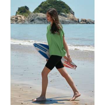 Gacaky Women's Backless Loose Tops Short Sleeve Workout Tops Yoga Tops Dance Clothes Athletic Sports Shirts for Women Green S