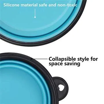 SLSON Collapsible Pet Bowl Dog Bowls 2 Pack, Portable Silicone Pet Feeder, Foldable Expandable for Dog/Cat Food Water Feeding, Travel Bowl for Camping (Light Blue+Light Green)